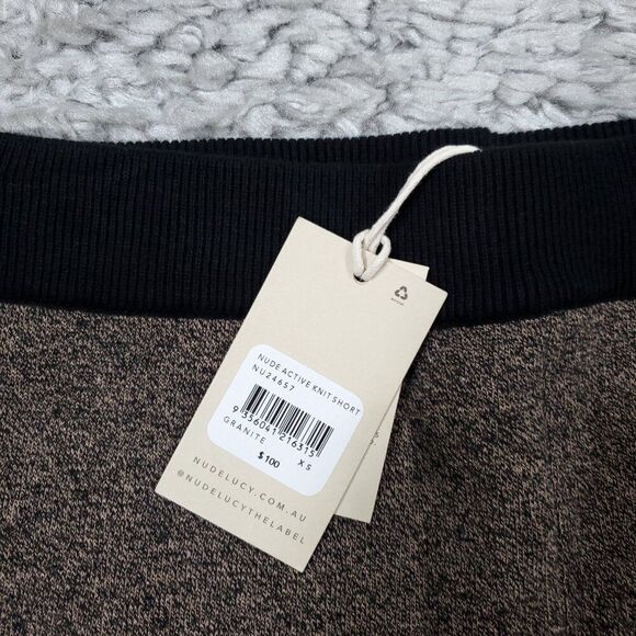 Nude Lucy Women’s Active Knit Shorts Organic Cotton Granite Size XS Brown Black - Picture 8 of 10